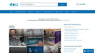 Customer Support - Welcome - K12.com - K12 Ols Portal Customer Support