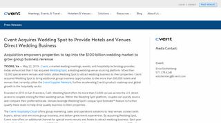 
                            3. Cvent Acquires Wedding Spot to Provide Hotels and Venues ... - Wedding Spot Business Portal