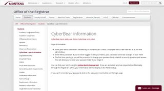 
                            2. CyberBear Login Information - University of Montana - University Of Montana Cyberbear Portal