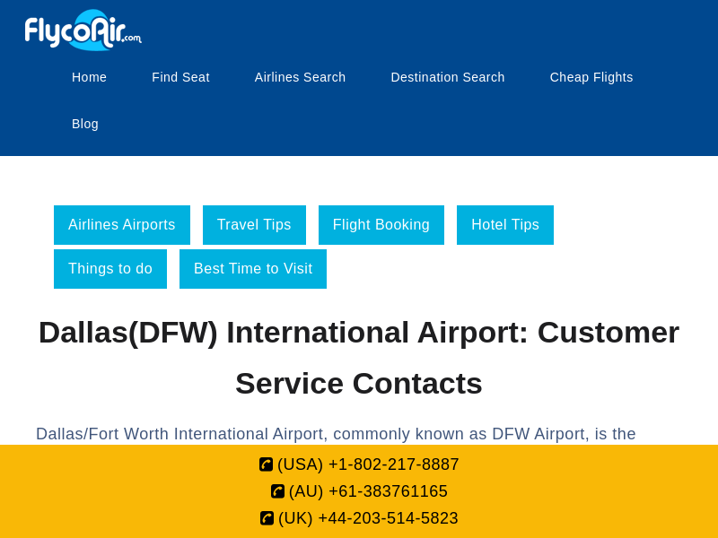 
                            6. Dallas(DFW) Airport: Customer Service & Airport Assistance