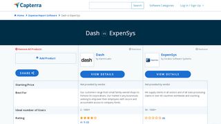 
                            7. Dash vs ExpenSys - 2019 Feature and Pricing Comparison - Expensys Login