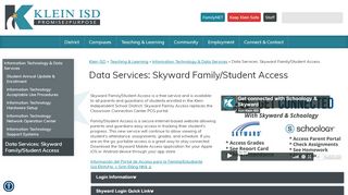 Data Services: Skyward Family/Student Access - Klein ISD