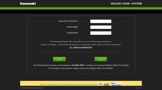 
                            3. Dealer Login -System - Kawasaki - Kawasaki Dealer Portal