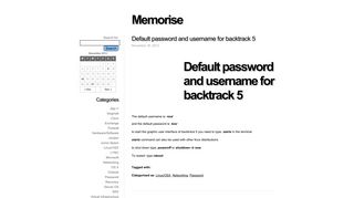 
                            2. Default password and username for backtrack 5 « Memorise