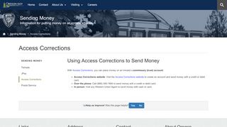 
Department of Corrections : Access Corrections : Sending ...  
