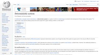 
                            5. Deterministic system - Wikipedia - Deterministics Portal