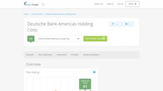 
Deutsche Bank Americas Holding Corp. 401k Rating by ...  
