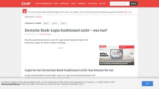 
                            2. Deutsche Bank: Login funktioniert nicht – was tun? - CHIP - Deutsche Bank Online Banking Portal Funktioniert Nicht
