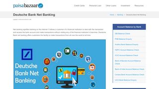 
                            7. Deutsche Bank Net Banking - Paisabazaar.com - Online Deutsche Bank India Portal