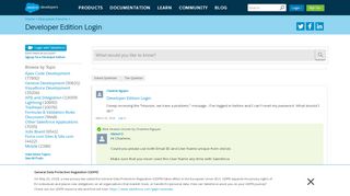 
                            2. Developer Edition Login - Salesforce Developer Community - Salesforce Developer Portal Page