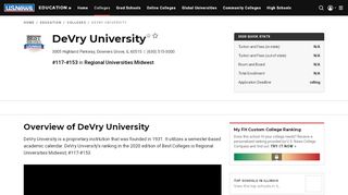 
                            6. DeVry University - Profile, Rankings and Data | US News Best ... - Devry Online Class Portal