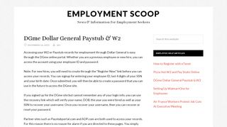 DGme Dollar General Paystub & W2 - Employment Scoop - Dgme Employee Access Login