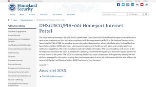 DHS/USCG/PIA-001 Homeport Internet Portal | Homeland ... - Uscg Homeport Portal