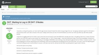 
                            1. DHT: Waiting to Log in OR DHT: 0 Nodes - Troubleshooting ... - Dht 0 Nodes Portal