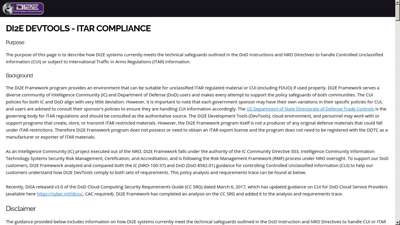 DI2E DevTools - ITAR Compliance