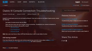 
                            4. Diablo III Console Connection Troubleshooting - Blizzard ... - Diablo 3 Portal Server Status