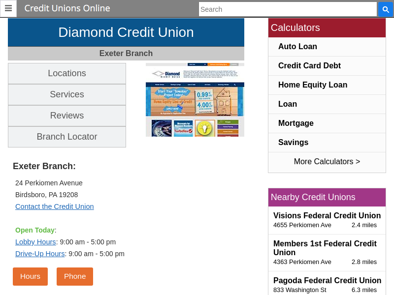 
                            6. Diamond Credit Union - Birdsboro, PA at 6591 Perkiomen Avenue