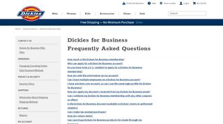 Dickies for Business FAQs | Dickies - Dickies B2b Login Page