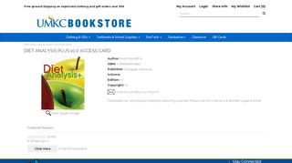 
                            5. DIET ANALYSIS PLUS 10.0 ACCESS CARD - UMKC Bookstore - Diet Analysis Plus 10.0 Portal