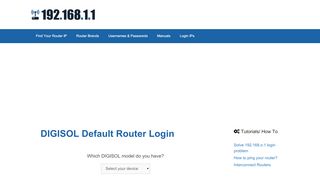 
                            5. DIGISOL routers - Login IPs and default ... - 192.168.1.1 - 192.168 2.2 Digisol Login