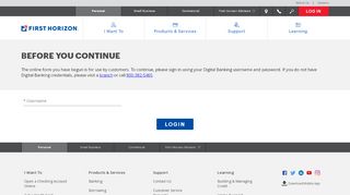 
                            2. Digital Banking Log In (SSO) - First Horizon Bank - First Tennessee Portal