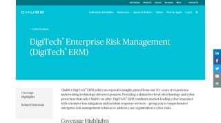
DigiTech ERM Cyber Insurance in the U.S. - Chubb  
