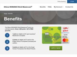 Dillons REWARDS World Mastercard®  Rewards Card Benefits