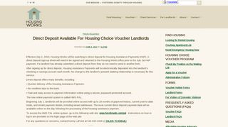 
Direct Deposit Available For Housing Choice Voucher Landlords
