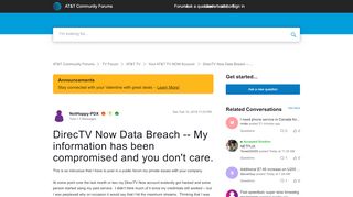 DirecTV Now Data Breach -- My information has been compromised and ... - Directv Portal Hack
