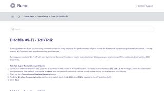 
                            2. Disable Wi-Fi - TalkTalk – Plume UK - Talktalk D Link Router Portal