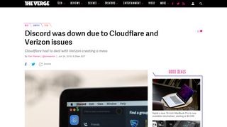 
Discord was down due to Cloudflare and Verizon issues - The ...  
