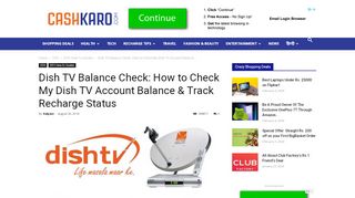 
                            4. Dish TV Balance Check - Cashkaro.com - Dish Tv My Dishtv Space Portal