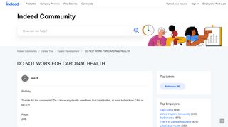 
                            6. DO NOT WORK FOR CARDINAL HEALTH | Indeed.com - Cardinal Health Enterprise Myhr Login