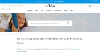 
                            8. Do you accept requests for donations through the Disney Store? - Disney Donation Request Portal
