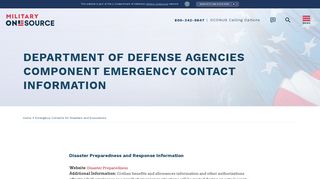 
DoD Agencies - Emergency Contacts for Evacuations
