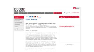 
                            1. Dodge BidPro, Contractors Bid and Win More Work, Says MHC - Dodge Bid Pro Portal