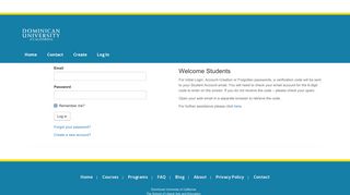 
                            2. Dominican CA Online Log In - Authentication - Dominican Moodle Portal