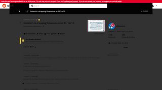 
Domino's is dropping Shoprunner on 11/16/15 - Dominos - Reddit  
