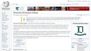 
                            2. Doncaster Secondary College - Wikipedia - Doncaster Secondary College Portal
