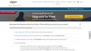 
                            4. Download the backed-up files from Norton Online Backup ... - Norton 360 Online Backup Portal