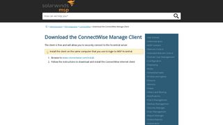 
Download the ConnectWise Manage client - SolarWinds MSP  
