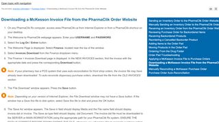 
                            5. Downloading a McKesson Invoice File from the PharmaClik ... - Pharmaclik Portal