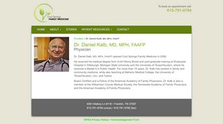 
                            2. Dr. Daniel Kalb, MD, MPH, FAAFP Physician - Cool Springs Family ... - Cool Springs Family Medicine Patient Portal