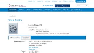 
                            6. Dr. Joseph Kipp, MD - Family Practice ... - St. Mary Medical Center - Village Of Newtown Medical Center Patient Portal