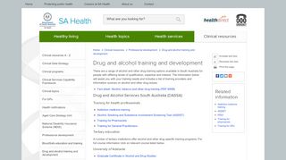 Drug and alcohol training and development :: SA Health - Sa Health Online Training Portal