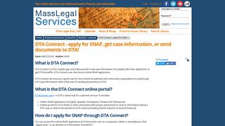 
                            3. DTA Connect - apply for SNAP, get case information, or send ... - Dta Online Portal