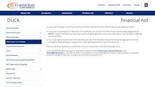 
                            3. DUCK - Financial Aid - Clayton State University - Clayton State University Swan Portal Login