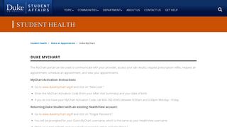 
                            4. Duke MyChart | Student Affairs - My Duke Health Portal