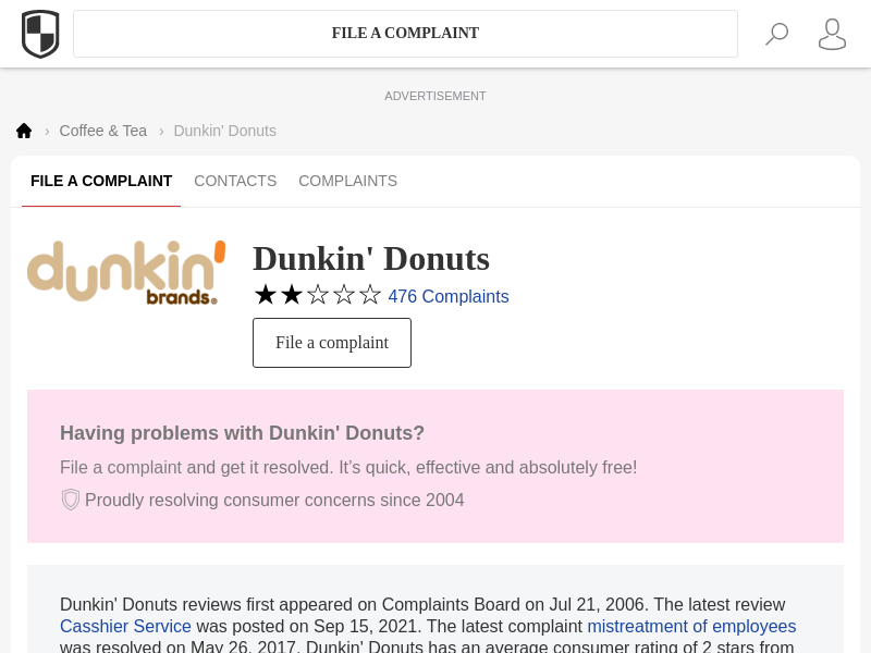 
                            4. Dunkin' Donuts Reviews, Complaints & Contacts | Complaints ...