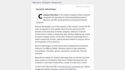 » Dynamic Advantage  Mystery Shopper Magazine